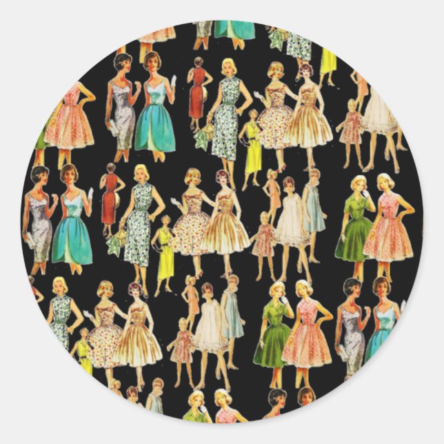 Vintage Women's Fashion Classic Round Sticker (Front)