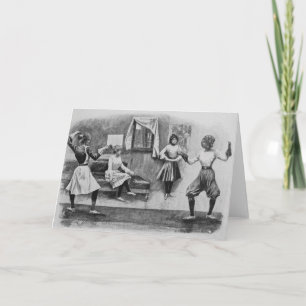 Vintage Women's Fencing Bout Note Card