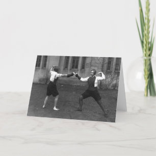 Vintage Women's Foil Fencing Note Card