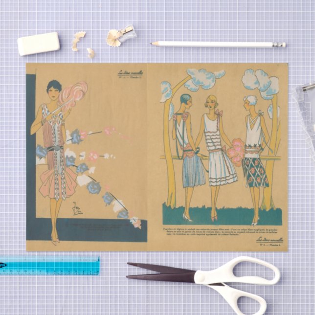 Vintage Women's French Fashion Hats Dresses Tissue Paper (Craft)