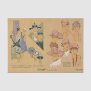 Vintage Women's French Fashion Hats Dresses Tissue Paper