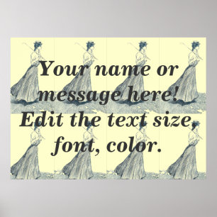 Vintage Women's Golf Fashion Template Poster