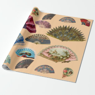 Vintage womens victorian hand fans  wrapping paper