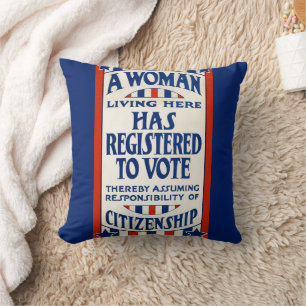 Vintage Women's Voting Rights Support Reprint Cushion