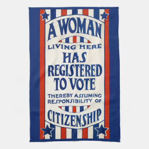 Vintage Women's Voting Rights Support Reprint Tea Towel
