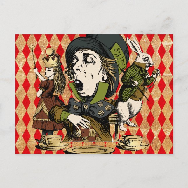 Vintage Wonderland Characters Postcard (Front)