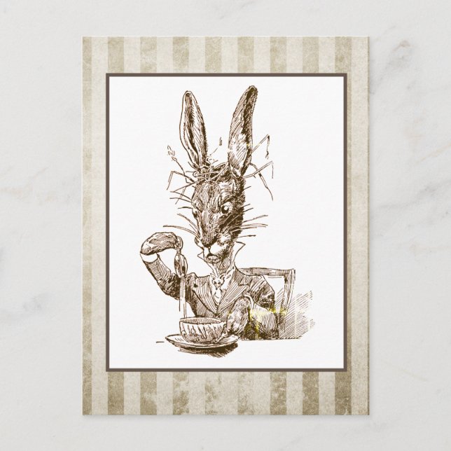 Vintage Wonderland Rabbit Illustration Postcard (Front)