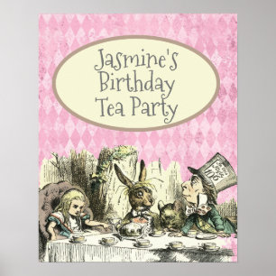 Vintage Wonderland Tea Party Pink  Poster