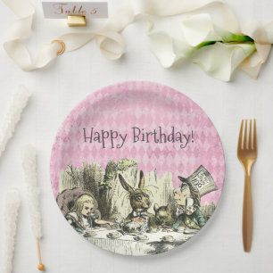 Vintage Wonderland Tea Pink Party  Paper Plates