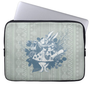 Vintage Wonderland White Rabbit Herald  Laptop Sleeve