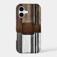 Vintage Wood Brown Leather Look