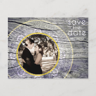Vintage Wood - Custom Save the Date - White + Gold Announcement Postcard