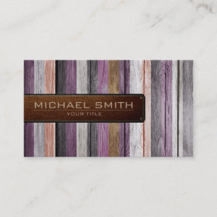 Vintage Wood Elegant Leather Look #10 Business Card