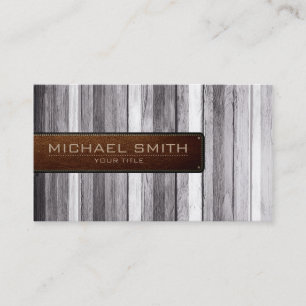 Vintage Wood Elegant Leather Look Business Card