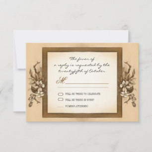 vintage wood frame wedding rsvp design card