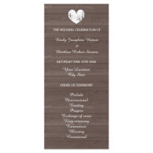 Vintage wood grain country chic wedding program