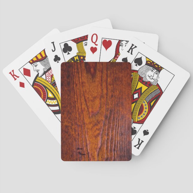 Vintage Wood Grain Photo Poker Night Playing Cards (Back)