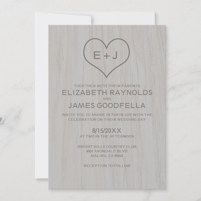 Vintage Wood Grain Wedding Invitations (Front)