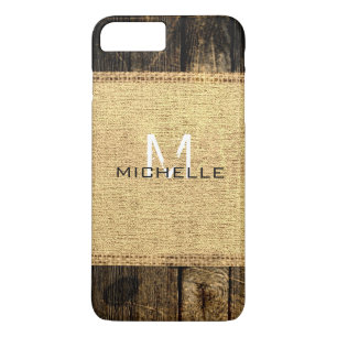 Vintage Wood Look Burlap Rustic Case-Mate iPhone Case