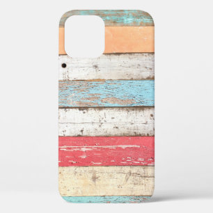 Vintage Wood: Multicolored Cracked Texture. iPhone 12 Case