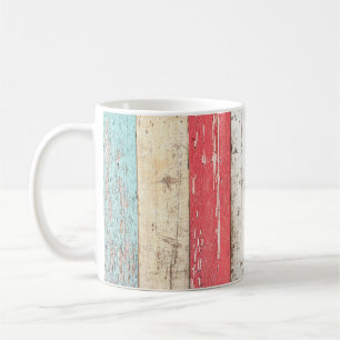 Vintage Wood: Multicolored Cracked Texture. Coffee Mug