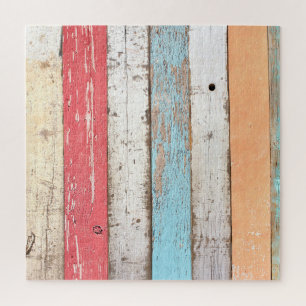 Vintage Wood: Multicolored Cracked Texture. Jigsaw Puzzle