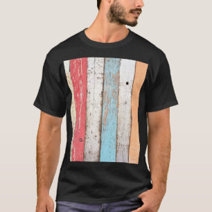 Vintage Wood: Multicolored Cracked Texture. T-Shirt