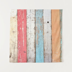 Vintage Wood: Multicolored Cracked Texture. Tapestry