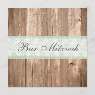Vintage Wood Shabby Chic Bar Mitzvah Invitation