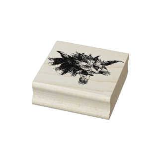 Vintage Woodcut Werewolf Head Rubber Stamp