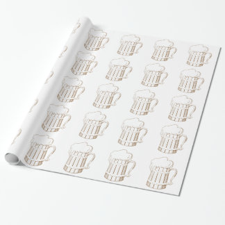 Vintage wooden beer glass wrapping paper
