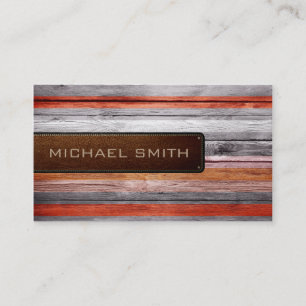 Vintage Wooden Elegant Leather Look #14 Business Card
