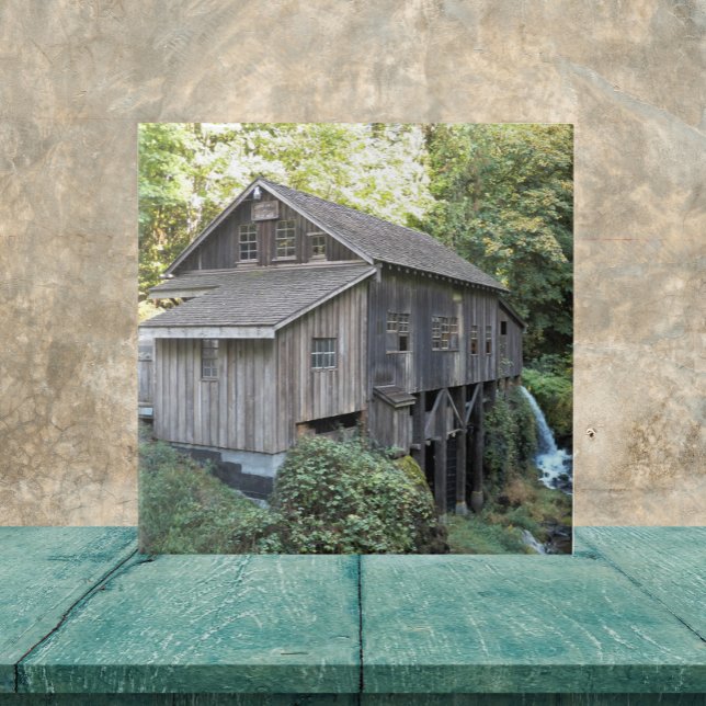 Vintage Wooden Grist Mill Tile (In Situ)