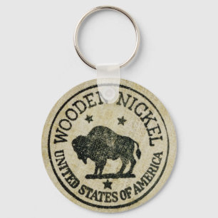 Vintage Wooden Nickel Key Ring