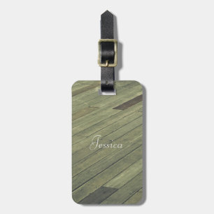 Vintage Wooden Plank Floor Luggage Tag