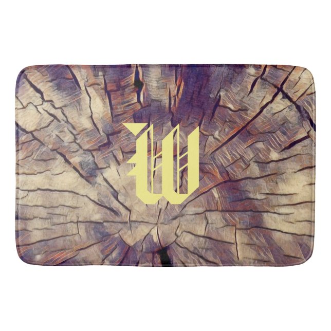Vintage wooden tree trunk background Customisable  Bath Mat (Front)