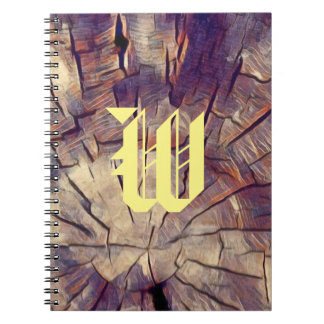 Vintage wooden tree trunk background customisable  notebook