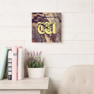 Vintage wooden tree trunk background customisable square wall clock