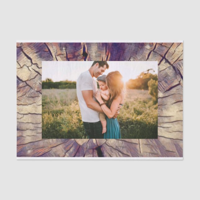 Vintage wooden tree trunk background customisable tissue paper (Front)