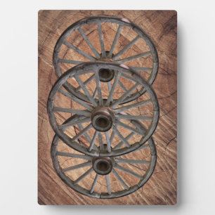 Vintage Wooden Wagon Wheels Plaque