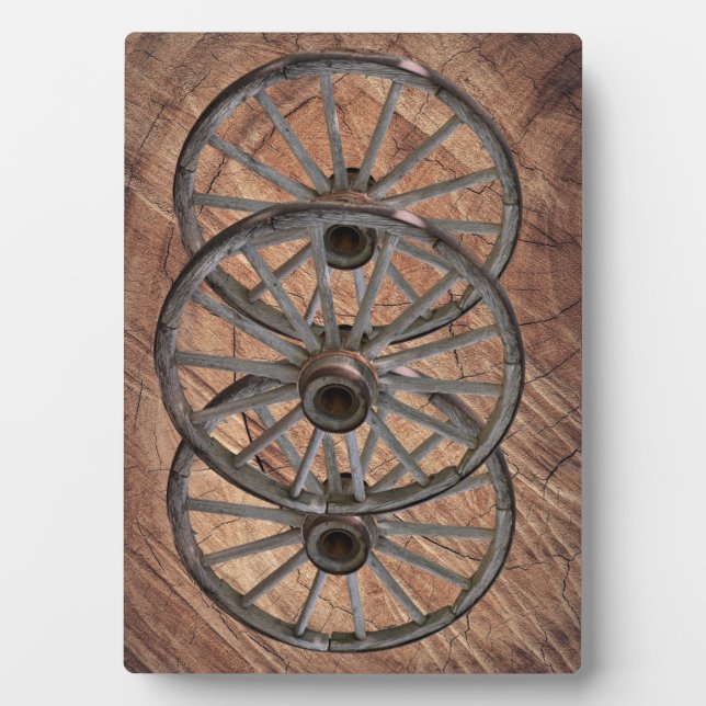 Vintage Wooden Wagon Wheels Plaque (Front)