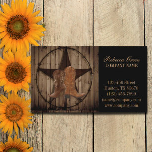 vintage woodgrain cowboy boots western country business card