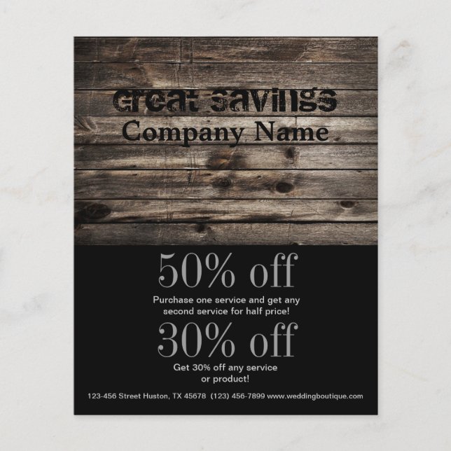 vintage woodgrain handyman construction flyer (Front)