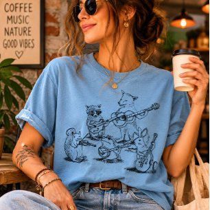 Vintage Woodland Animal Acoustic Folk Band T-Shirt