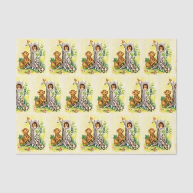 Vintage woodland Animals kids party tissue Paper (Front)