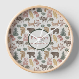 Vintage Woodland Animals Nursery  Clock