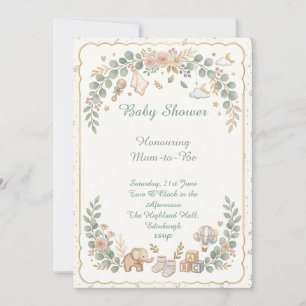 Vintage Woodland Baby Shower Invitation
