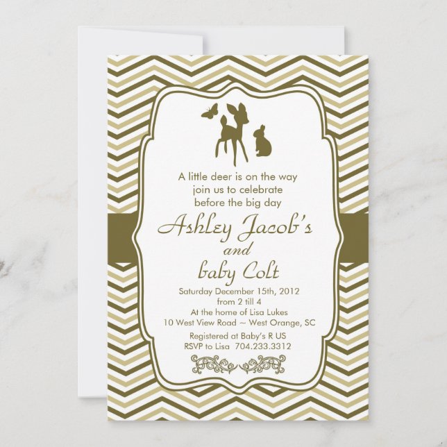 Vintage Woodland Bambi Baby Deer Baby Shower Invitation (Front)