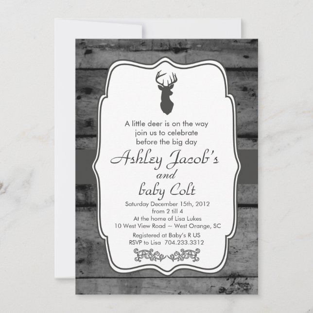 Vintage Woodland Bambi Baby Deer Baby Shower Invitation (Front)