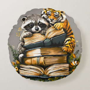 Vintage Woodland Book Club Round Cushion